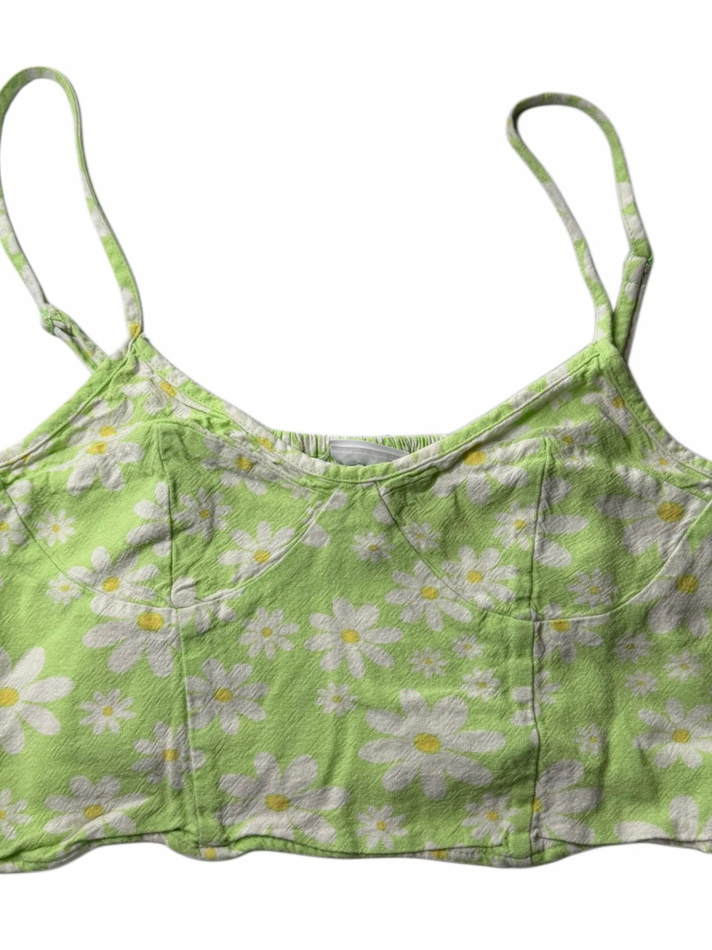 Rue21 Green Daisy Print Cropped Cami Top Size L Cottagecore Floral Cami